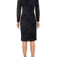 Ralph Lauren Women's Torelana Velvet Burnout MIDI Dress Navy Size 10