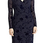 Ralph Lauren Women's Torelana Velvet Burnout MIDI Dress Navy Size 10