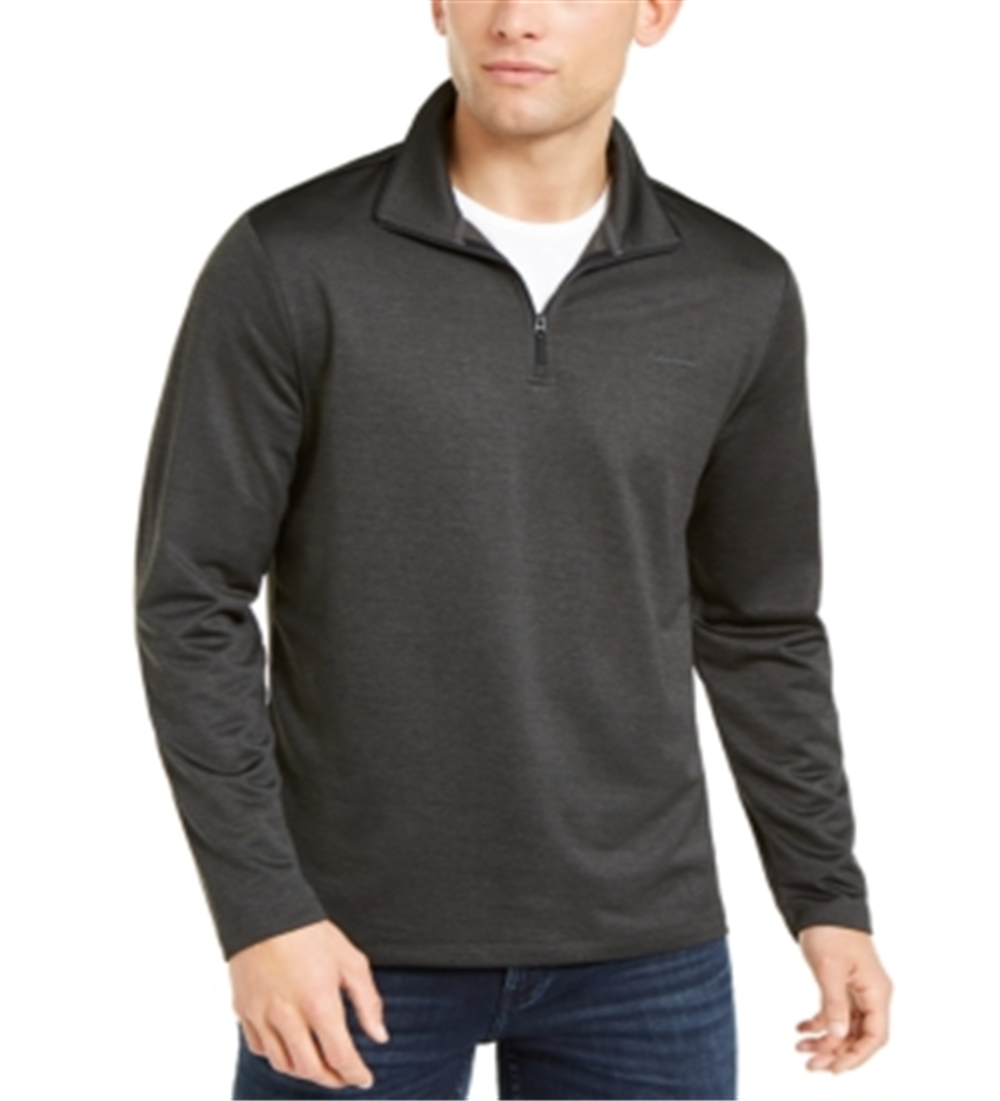 Calvin Klein Men's Space Dyed Quarter Zip Sweater Black Size Large