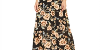 INC Womes  Floral Long Sleeve V Neck Full-Length Fit + Flare Dress  Black Size 4