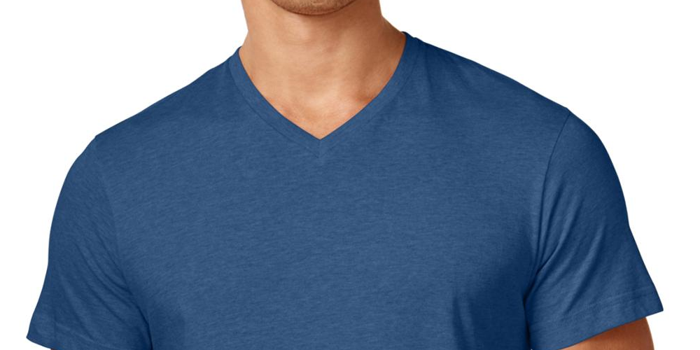 Alfani Mens Slub V-Neck T-Shirt Blue Size Large