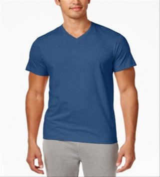 Alfani Mens Slub V-Neck T-Shirt Blue Size Large