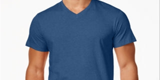 Alfani Mens Slub V-Neck T-Shirt Blue Size Large