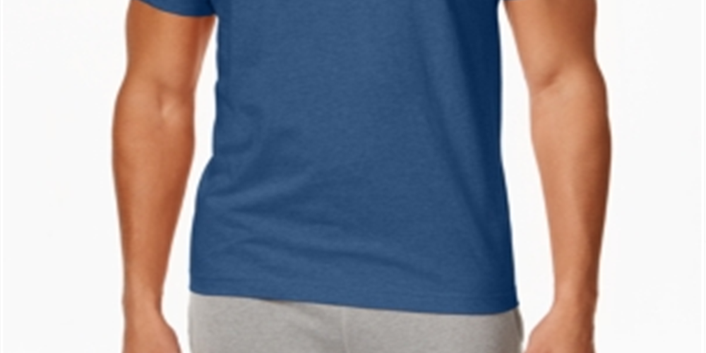 Alfani Mens Slub V-Neck T-Shirt Blue Size Large