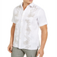 Tasso Elba Men's Pintucked Tropical Print Shirt  White Size Medium