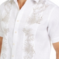 Tasso Elba Men's Pintucked Tropical Print Shirt  White Size Medium