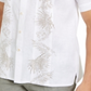Tasso Elba Men's Pintucked Tropical Print Shirt  White Size Medium