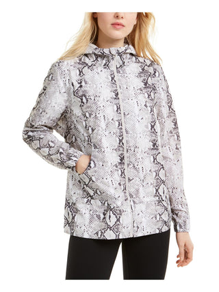 Ideology Women's Lightweight Snake Print Anorak Jacket White Size Medium