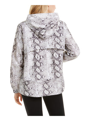 Ideology Women's Lightweight Snake Print Anorak Jacket White Size Medium