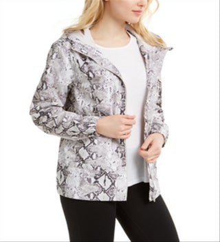 Ideology Women's Lightweight Snake Print Anorak Jacket White Size Medium