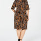 Connected Trendy Plus Leaf-Print Sheath Dress Brown Size 14W