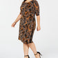 Connected Trendy Plus Leaf-Print Sheath Dress Brown Size 14W