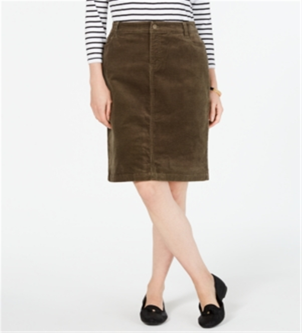 Charter Club Women's Corduroy Tummy-Control Skirt  Region Green  18