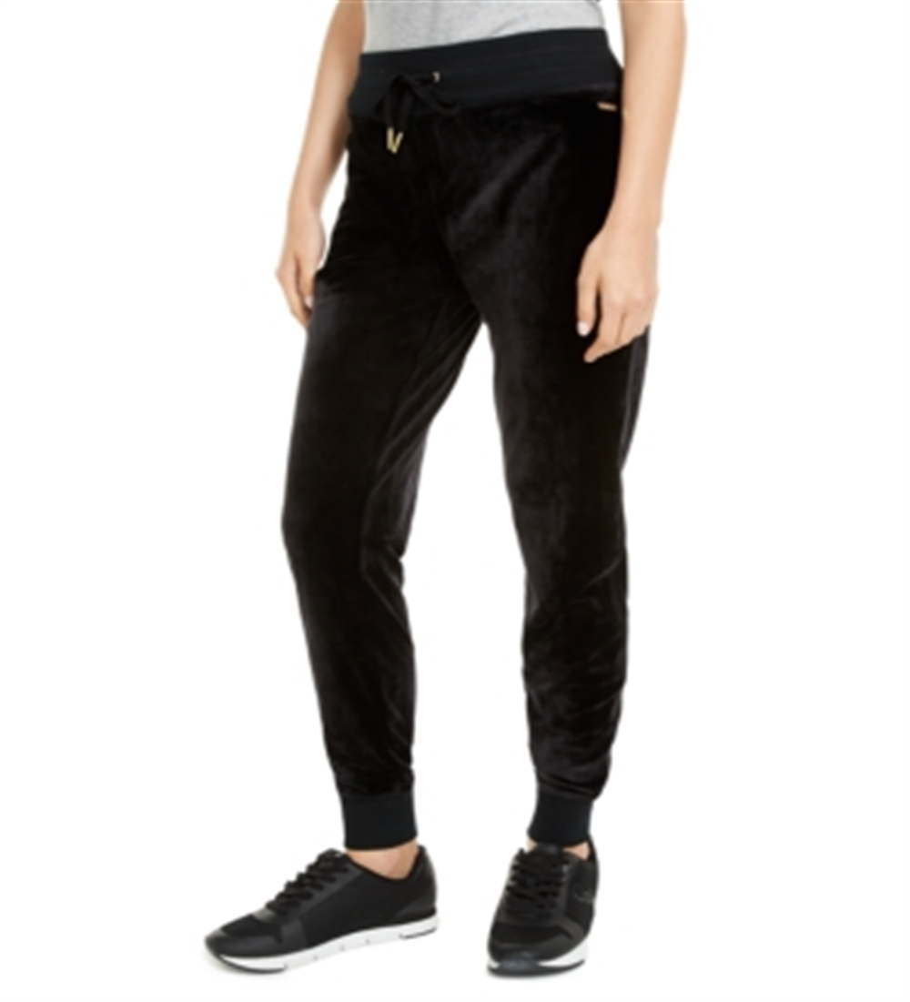 Calvin Klein Women's Velour Jogger Pants Black Size Small