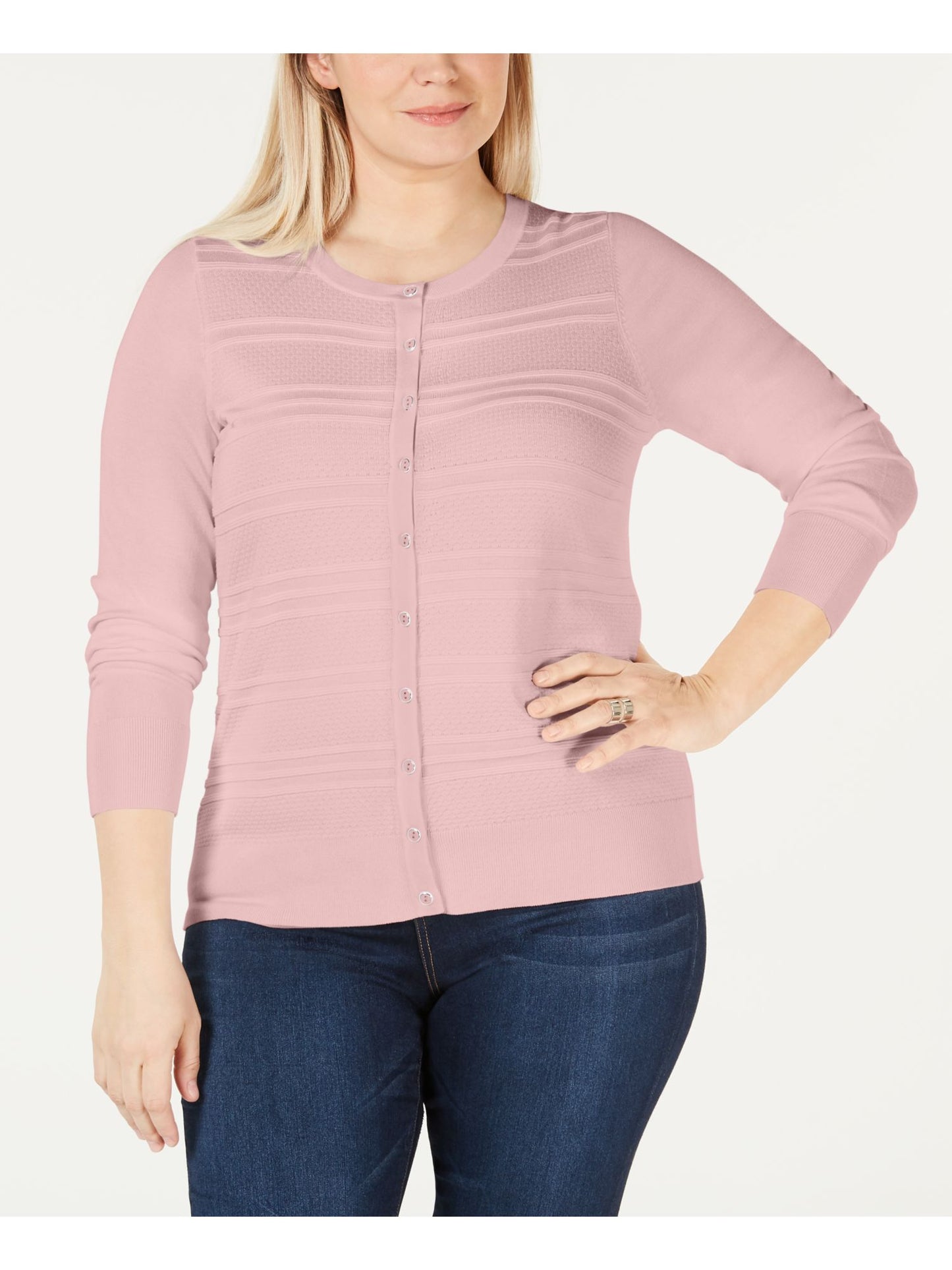 Charter Club Women's Long Sleeve Crew Neck Top Plus Pink Size 3X
