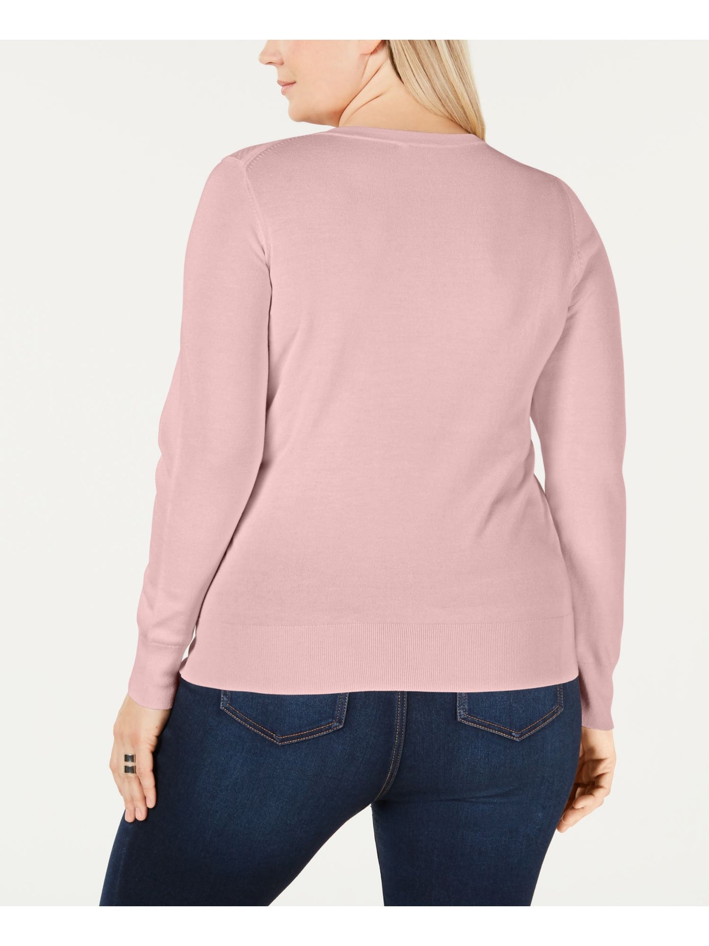 Charter Club Women's Long Sleeve Crew Neck Top Plus Pink Size 3X