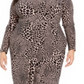 Adidas Women's Plus Animal Print Faux Wrap Dress Pink Size 2X