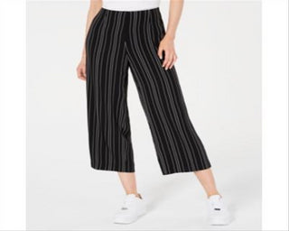 Bar III Women's Cropped Stripe Pants Black Size 10