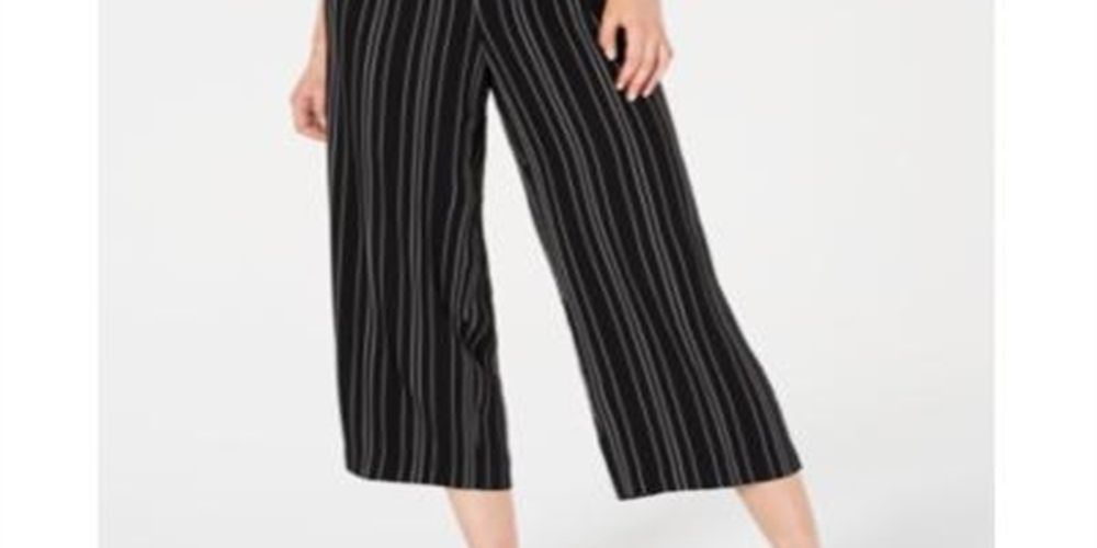 Bar III Women's Cropped Stripe Pants Black Size 10