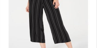 Bar III Women's Cropped Stripe Pants Black Size 10