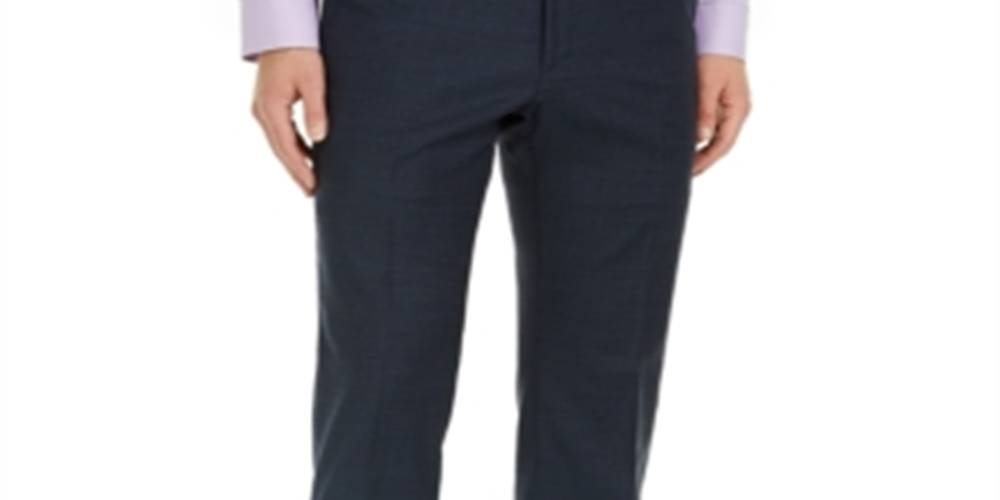 Tommy Hilfiger Men's Modern-Fit Navy Mini Grid THFlex Suit Pants Navy Size 44X30