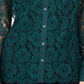 Charter Club Women's Lace Button Down Top Green Size Large