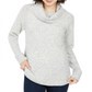 Style & Co Women's Cowl-Neck Waffle-Knit Sweater Gray Size XS