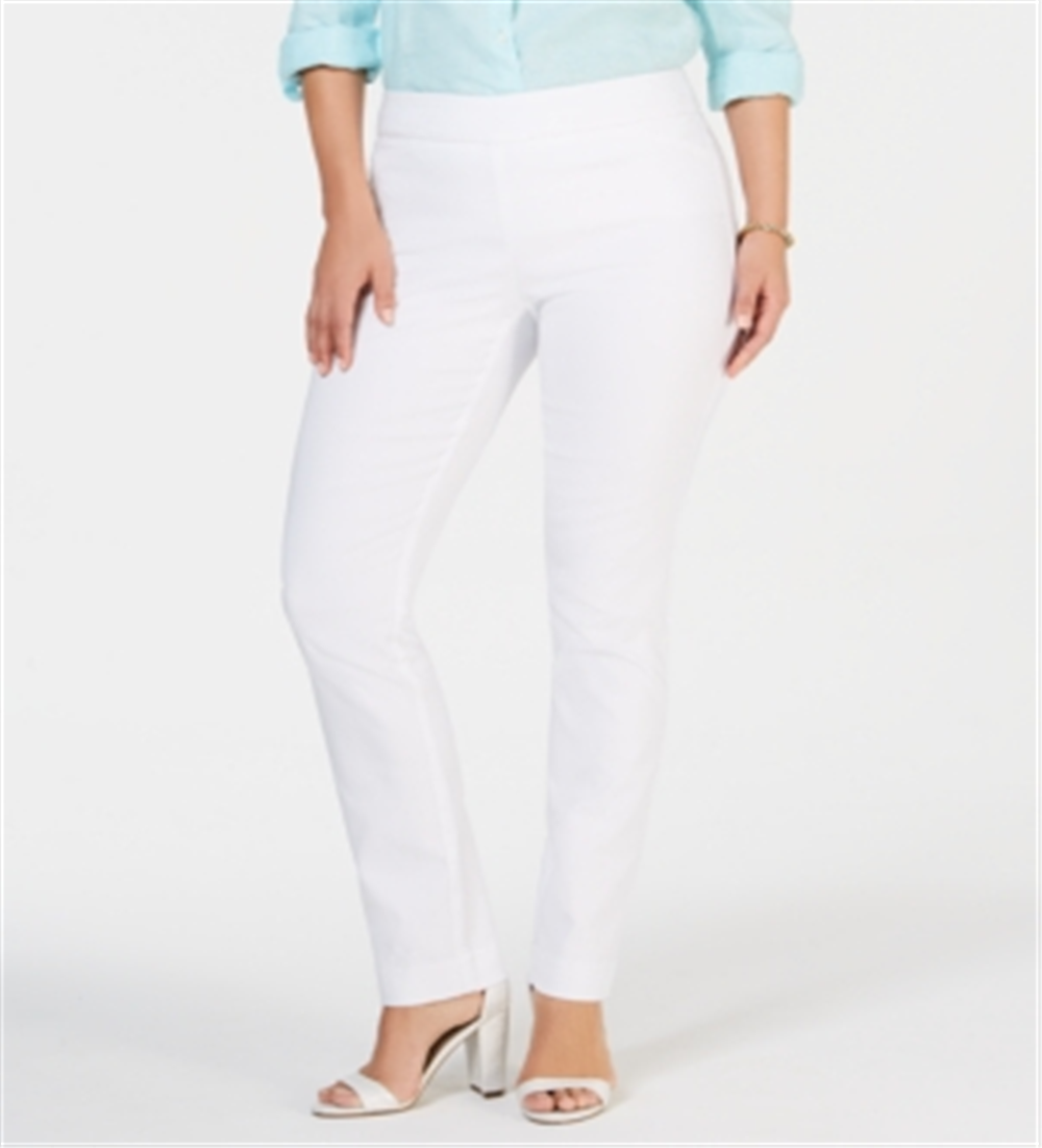 Charter Club Women's Cambridge Skinny Pull on Tummy Control Pants White Size 16 S