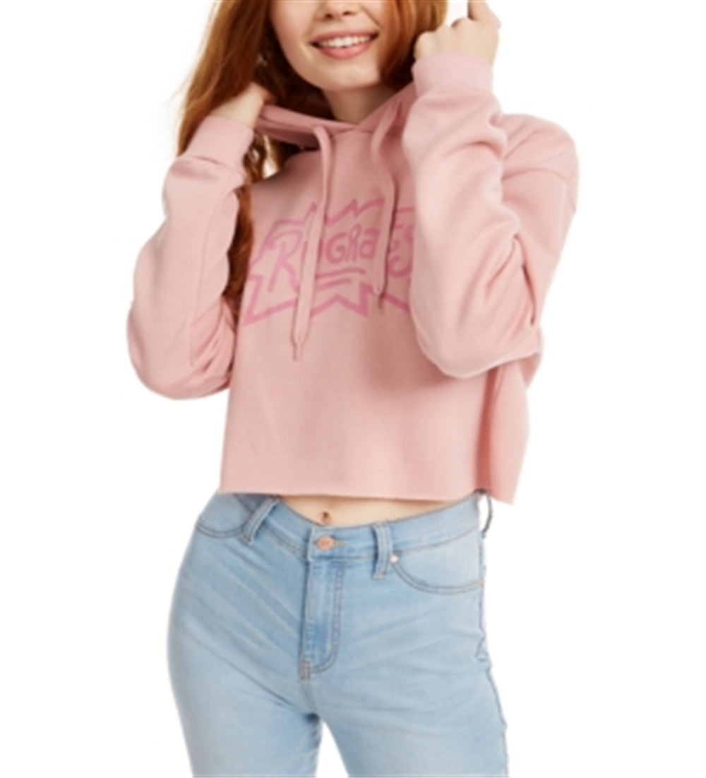 Warner Brothers Juniors' Cropped Rugrats Hoodie - Blush Pink Size Large