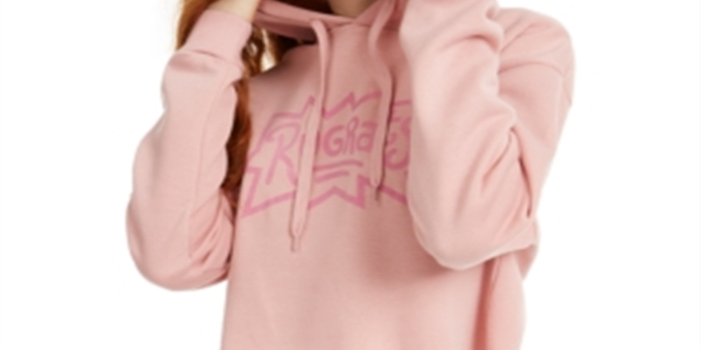 Warner Brothers Juniors' Cropped Rugrats Hoodie - Blush Pink Size Large