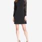 Tommy Hilfiger Women's  Lace Long Sleeve Jewel Neck Short Sheath Wear to Work Dress Black Size 4 P