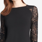 Tommy Hilfiger Women's  Lace Long Sleeve Jewel Neck Short Sheath Wear to Work Dress Black Size 4 P