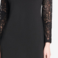 Tommy Hilfiger Women's  Lace Long Sleeve Jewel Neck Short Sheath Wear to Work Dress Black Size 4 P