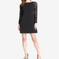 Tommy Hilfiger Women's  Lace Long Sleeve Jewel Neck Short Sheath Wear to Work Dress Black Size 4 P