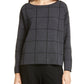 Eileen Fisher Womens Petites Box Top Wool Bateau Neck Charcoal Black - Size Petite Large