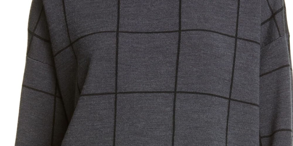 Eileen Fisher Womens Petites Box Top Wool Bateau Neck Charcoal Black - Size Petite Large