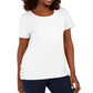 Karen Scott Women's  Button-Hem Scoop-Neck Cotton Top  - Bright White White Size XS