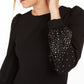 Calvin Klein Women's Sheath Puff Shoulder Embellished Dress Black Size 10