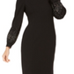 Calvin Klein Women's Sheath Puff Shoulder Embellished Dress Black Size 10