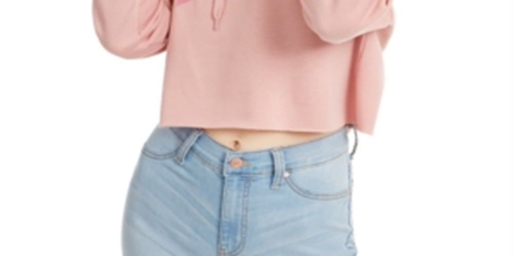 Warner Brothers Juniors' Cropped Rugrats Hoodie - Blush Pink Size XL