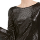 MSK Women's Sequined Bell Sleeve Top Black Size Petite Medium