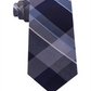 Kenneth Cole Reaction Men's Neck Tie Track Plaid Skinny Slim Silk  Blue One Size