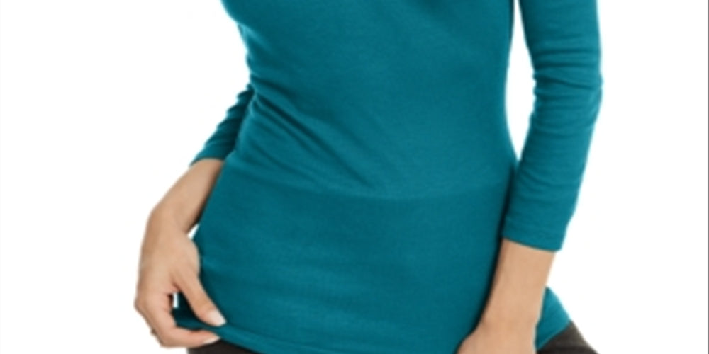 INC Women's Ribbed Top  Tahitian Tide Green Size Small