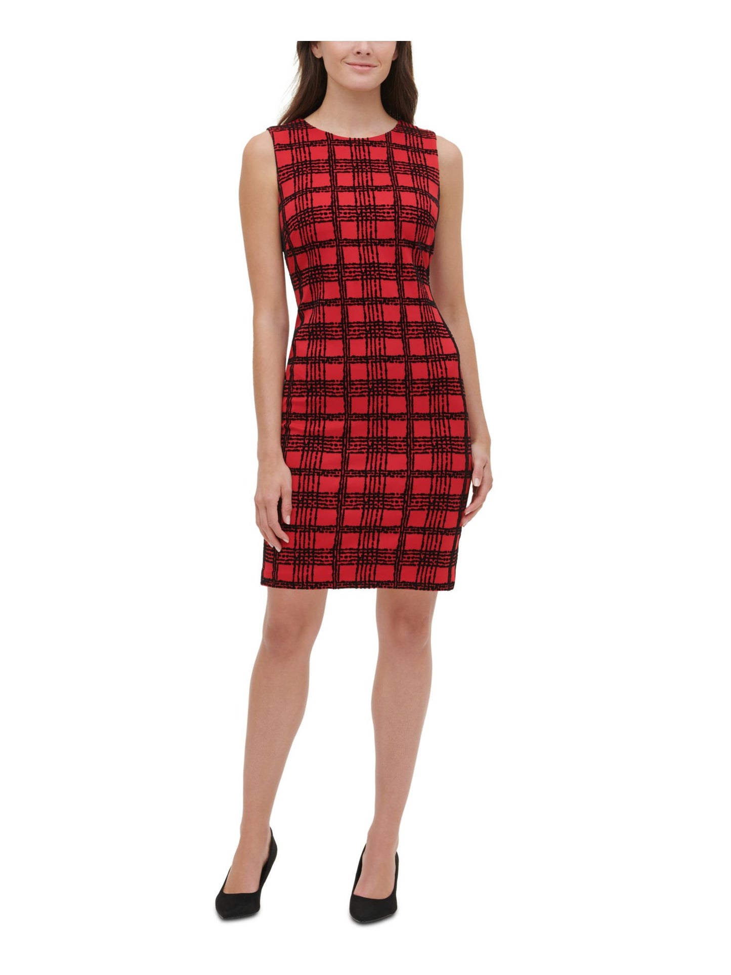 Tommy Hilfiger Women's Velvet Plaid Scuba Dress Red Size 2 Petite