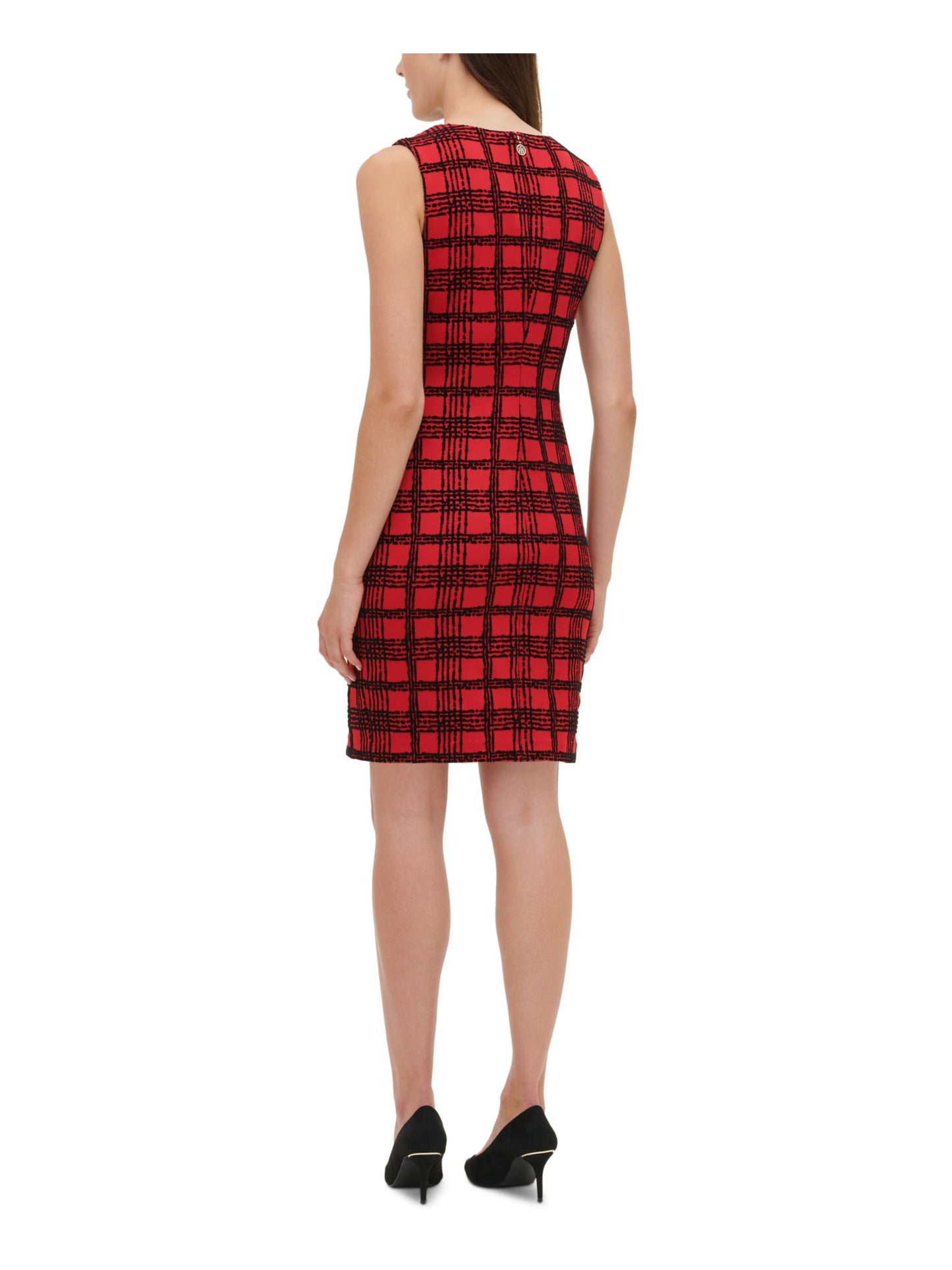 Tommy Hilfiger Women's Velvet Plaid Scuba Dress Red Size 2 Petite