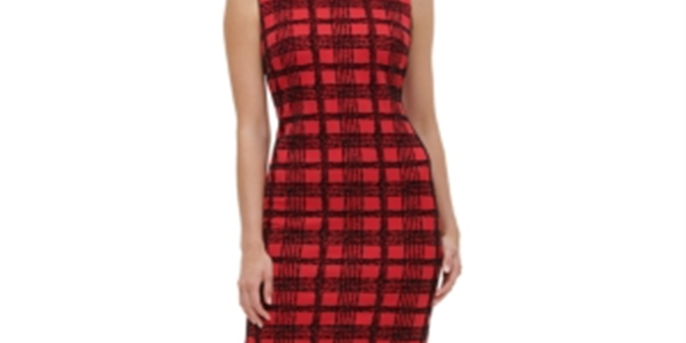 Tommy Hilfiger Women's Velvet Plaid Scuba Dress Red Size 2 Petite