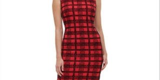 Tommy Hilfiger Women's Velvet Plaid Scuba Dress Red Size 2 Petite