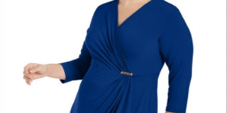 Charter Club Women's Plus Size Surplice Crossover Dress  Blue Size 0X
