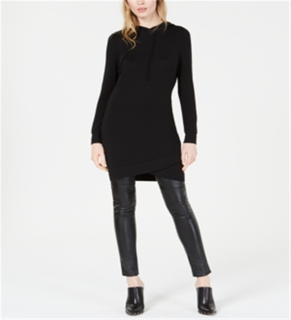 Bar III Women's Long Sleeve Crew Neck Tunic Sweater Black Size XX-Small