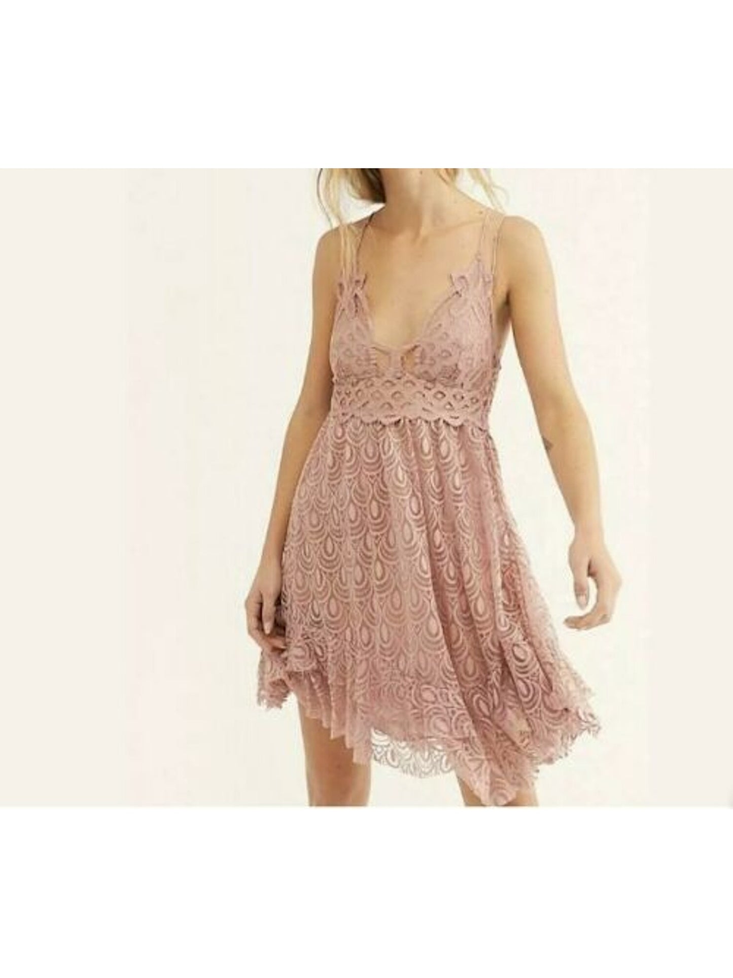 FREE PEOPLE Women's Spaghetti Strap Short Fit + Flare Dress Coral Size Large